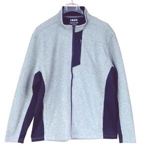 IZOD Advantage Performance Zip Up Jacket XXL Gray Knit Black Trim Side Pockets